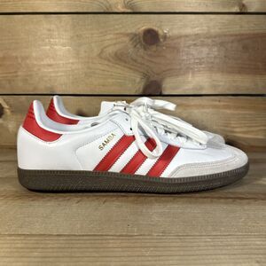 NEW Mens Size 10 Adidas Samba OG “White Better Scarlet” Low Top Sneakers IG1025